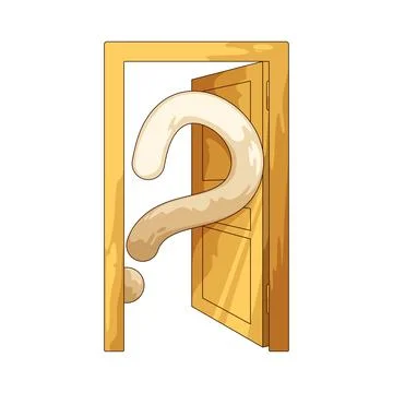 Open door with question mark illustration Stock Illustration
