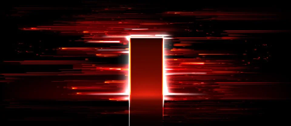 Open door on red glitch background Stock Illustration
