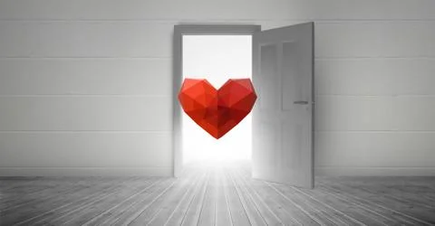 Open door with red heart shape Stockillustratie