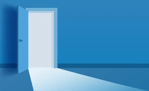 Open Door in the room, interior background Stock Illustration