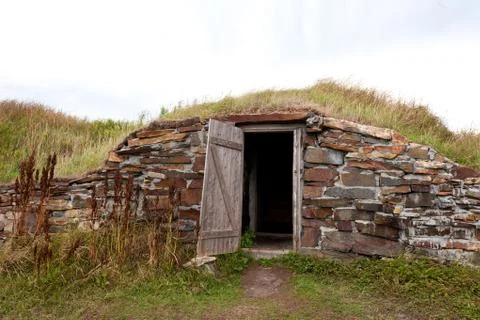 Open door root cellar Elliston Newfoundland Canada Stock Photos