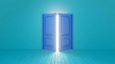 Open door showing light in empty room with wooden floor Ilustración de archivo