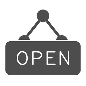 Open door signboard solid icon, shopping concept, open hanging sign on white Stock Illustration