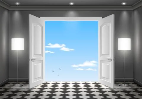 Open door in the sky Stock Illustration