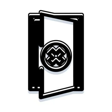 Open door symbol representing access direction progress Illustrazione stock