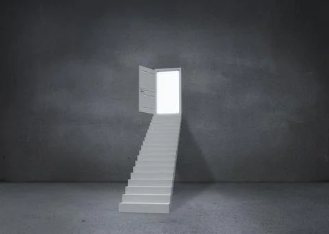 Open door at top of steps Stock Illustration