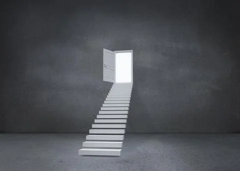Open door at top of steps Stock Illustration