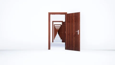 Open door on white background. 3d illustration Stock Footage 129207214