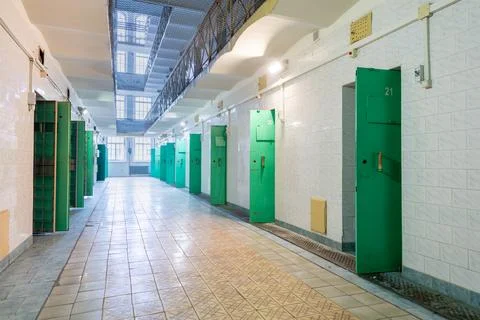 Open Doors of Closed Jail in Lithuania, Vilnius. The Oldest Prison in Lithu.. Stock Photos