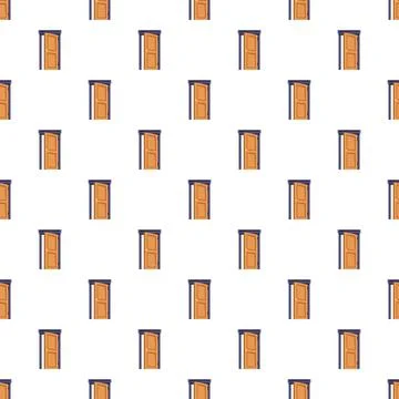 Open doors forming a seamless pattern on a white background Stock Illustration