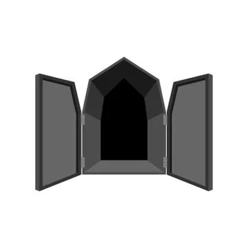 Open doors isolated. Door to Hell. unblock black shutters on white background Stock Illustration