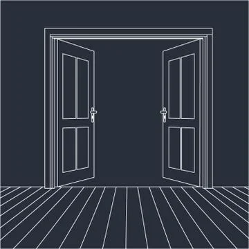 Open doors line icon for web. Illustrazione stock
