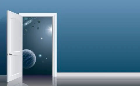 Open doors in space Stock Illustration