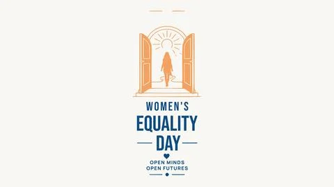 Open Doors Womens Equality Day Emblem Stock Illustration