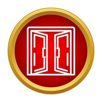 Open double door vector icon in red circle Ilustración de archivo