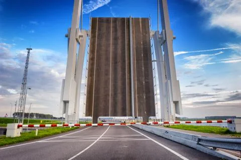 Open Drawbridge over river Stock Photos