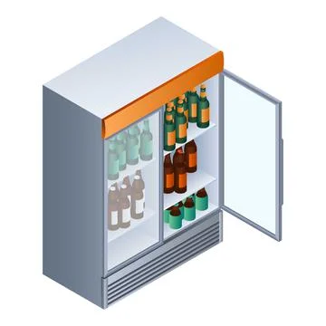 Open drink fridge icon, isometric style Illustrazione stock