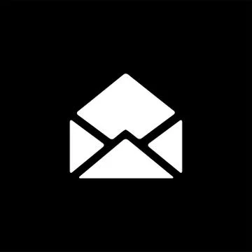 Open E-mail Icon On Black Background. Black Flat Style Vector Illustration Stock Illustration