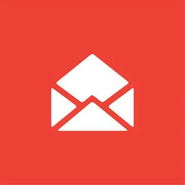Open E-mail Icon On Red Background. Red Flat Style Vector Illustration. Illustrazione stock