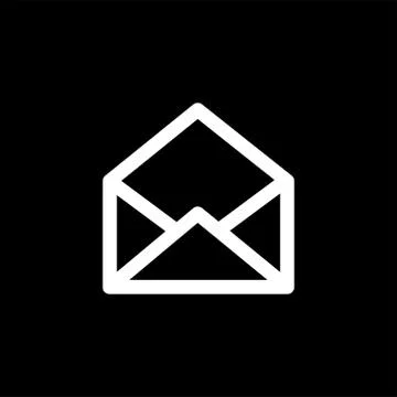 Open E-mail Line Icon On Black Background. Black Flat Style Vector Illustration Stock Illustration
