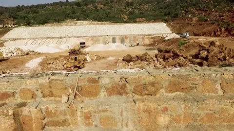 Open earthen reservoir Construction Stock Footage 152465509