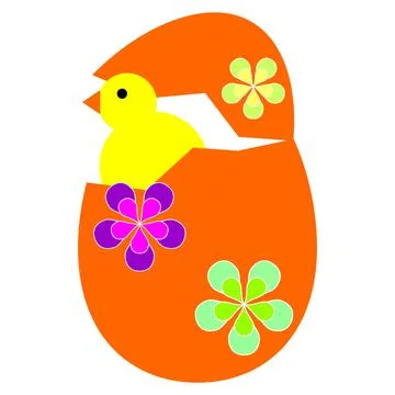 Open easter egg with chick over white Stock Illustration