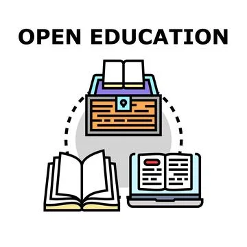 Open education concept with knowledge access and learning Stockillustratie