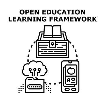 Open education learning framework illustration concept Stock Illustration