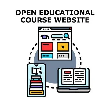 Open educational course website concept for online learning Stock Illustration