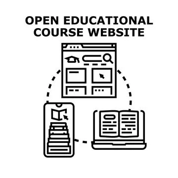 Open educational course website concept for online learning Stock Illustration