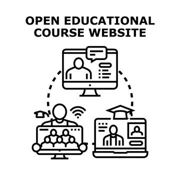 Open educational course website developing distance learning platform Stock Illustration
