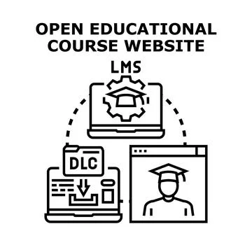 Open educational course website learning management system 库存插图
