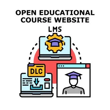 Open educational course website learning management system イラスト素材