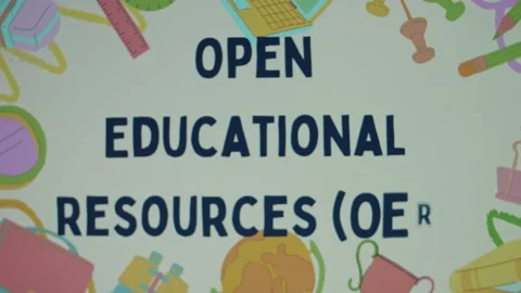 Open Educational Resources inscription on background with school supplies Stock Footage 270502368