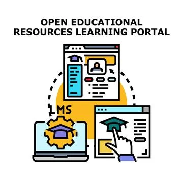 Open educational resources learning portal concept Stock Illustration