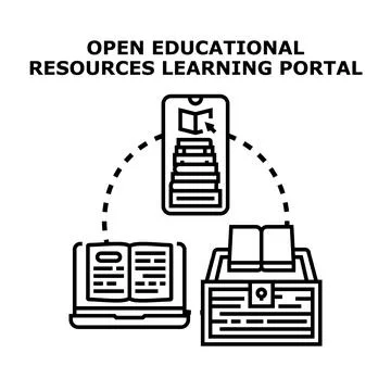 Open educational resources learning portal concept icon Stock Illustration