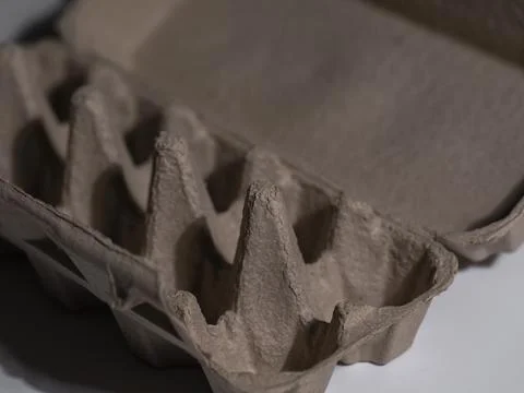 Open egg box with no eggs Stock Photos