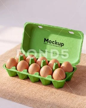 Open egg carton packaging mockup PSD Template