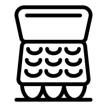 Open egg carton showing nine eggs in package Stock Illustration