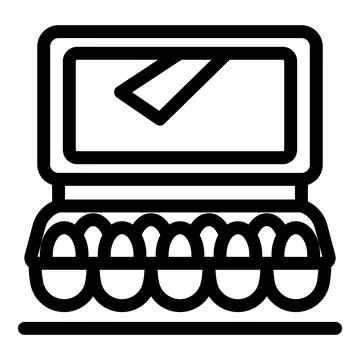 Open egg carton with ten eggs inside displaying fresh produce Stock Illustration
