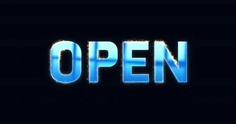 Open. Electric lightning text. Logotype Stock Footage 135644963