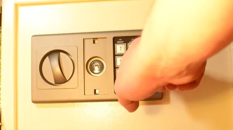 Open Electronic Safe And take passports, then put it back Stock Footage 59612363
