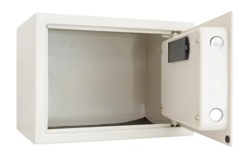 Open electronic safe  isolated on white Stock Photos