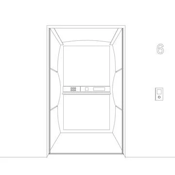 Open elevator contour interior isolated, vector Outline open elevator doors. Stock-Illustration
