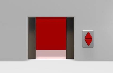 Open elevator door and up and down buttons - 3d illustration 스톡 일러스트