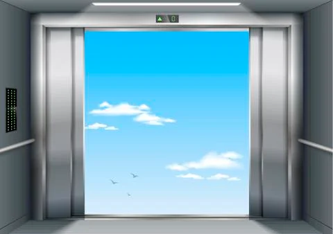 Open the elevator doors Stock Illustration
