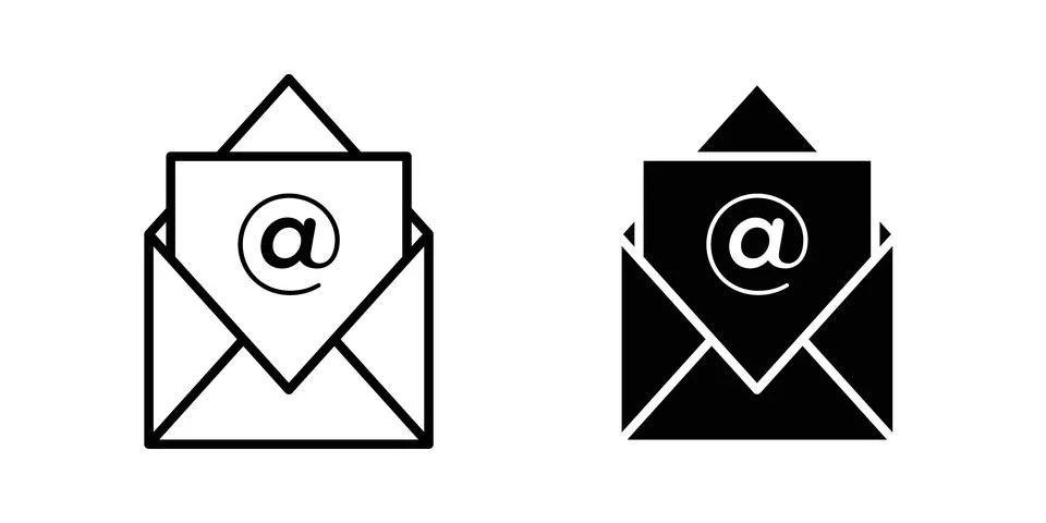Open email icon illustration. Pixel perfect vector graphics Stock Illustration