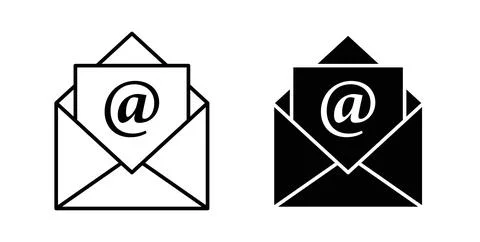 Open email icon. Style is flat and line symbol Illustrazione stock