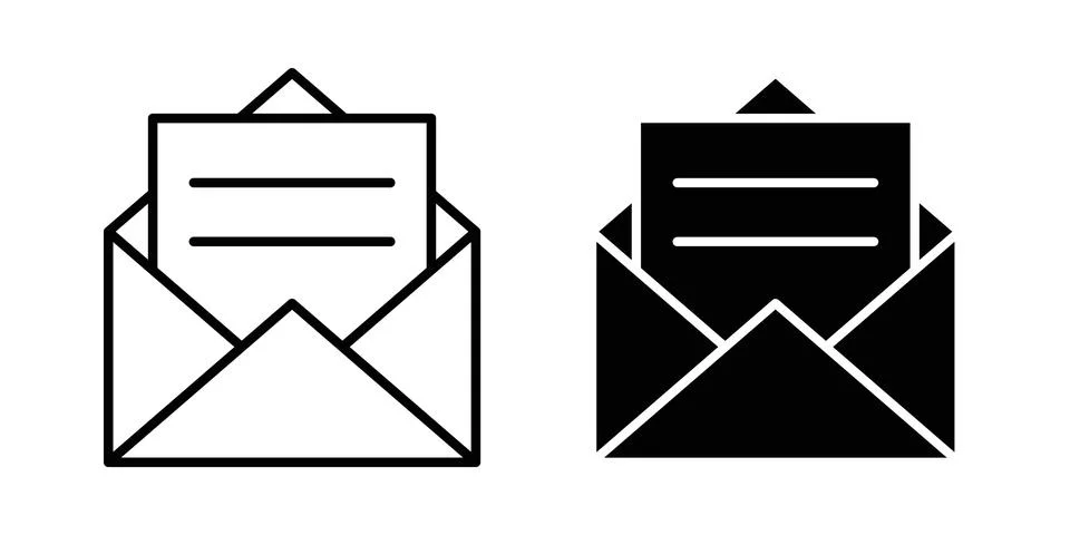 Open email icon thin line and clipart style vector set Illustrazione stock