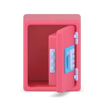Open empty 3d safe. Secure pink vault for cash and jewelry Illustrazione stock